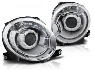 Scheinwerfer Klarglas Projektor für Fiat 500 Bj. 07-15 Chrom